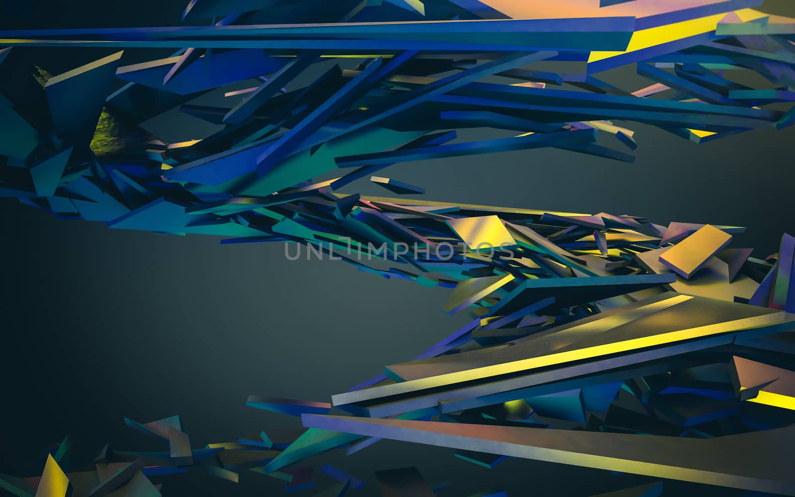 Abstract 3d rendering of chaotic structure.  by teerawit