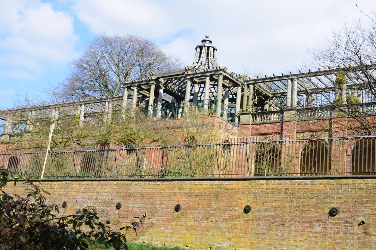 Large pergola in stately gardens