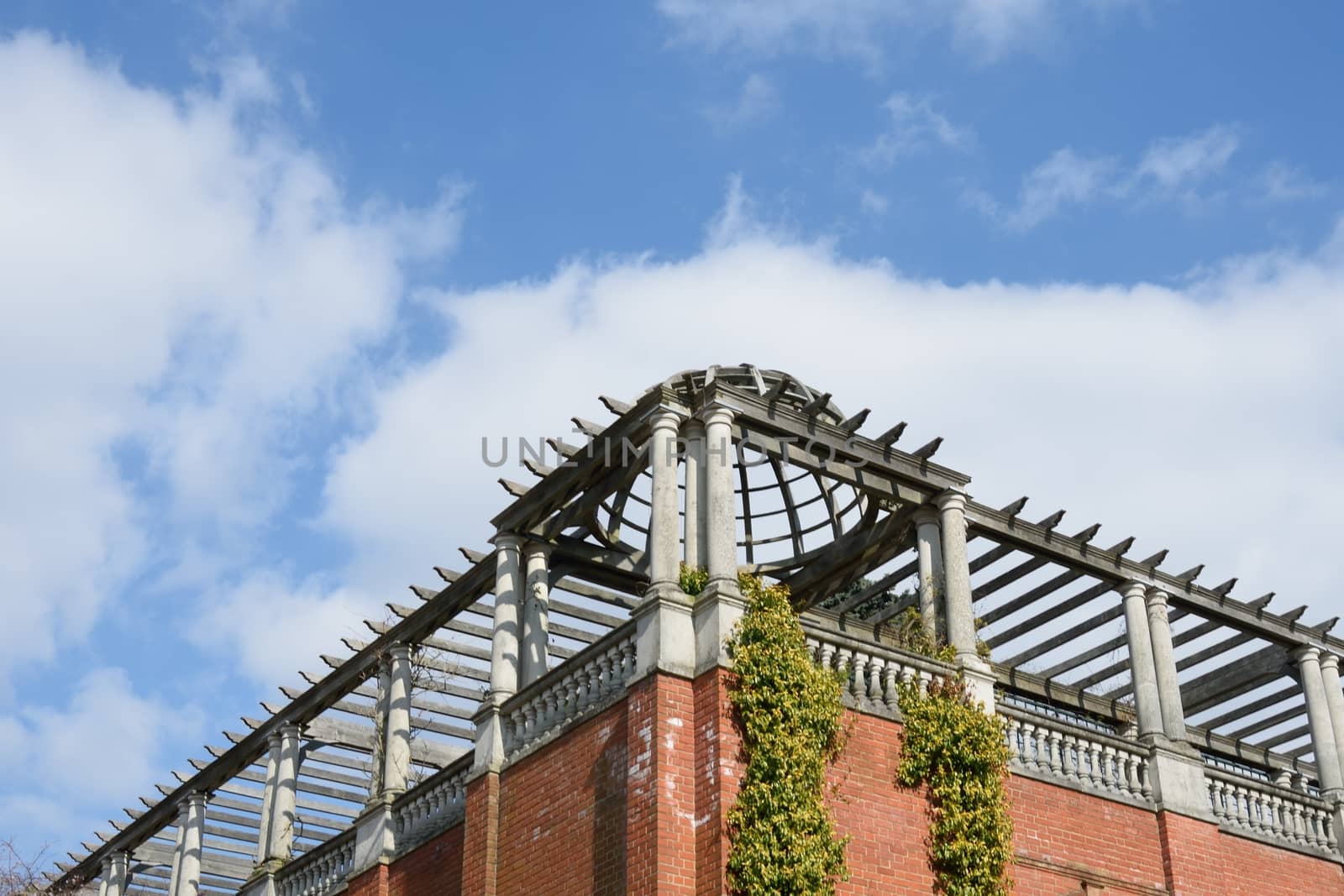 Corner of very large pergola