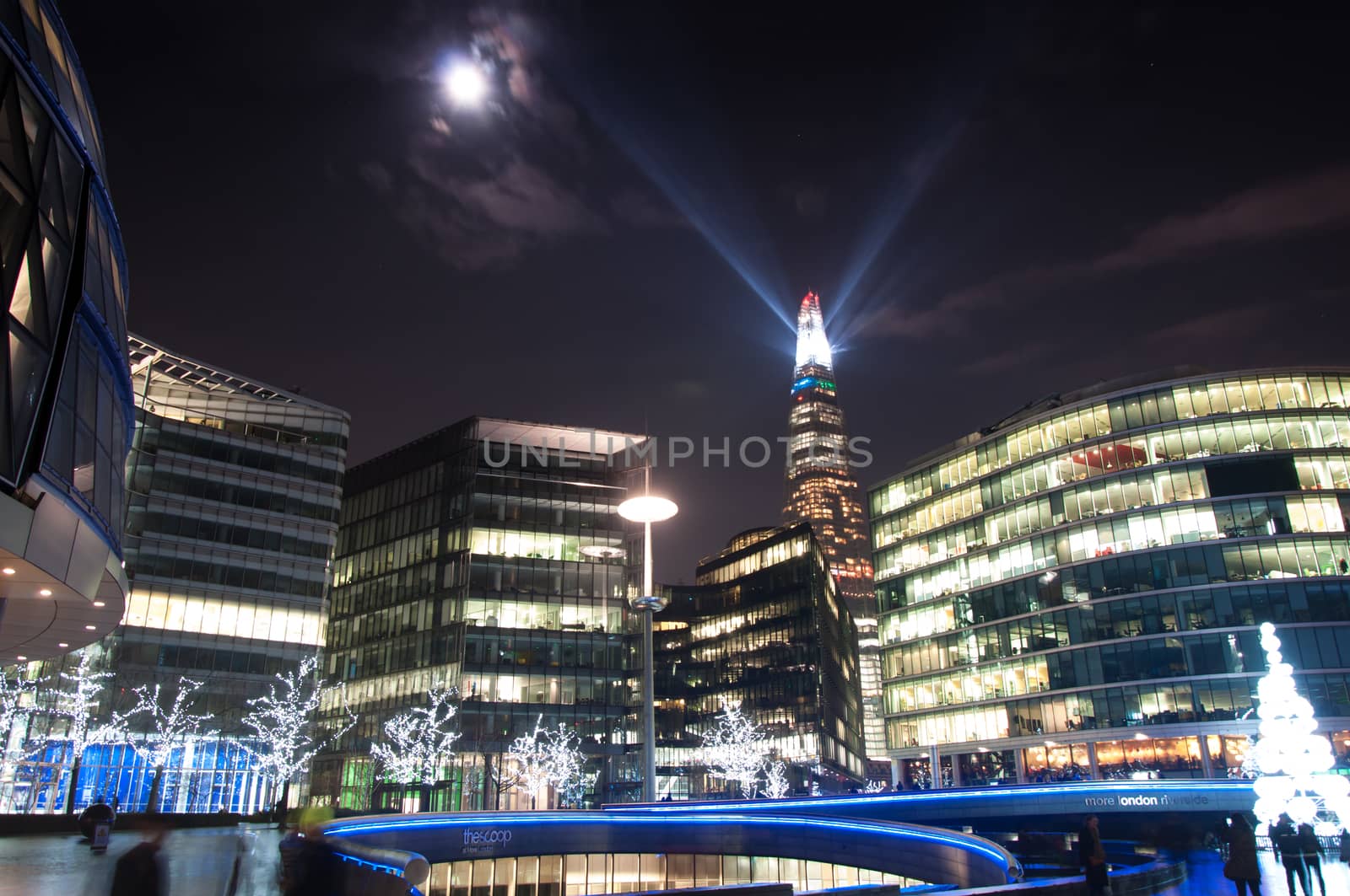 Shard building in London - light show in New Year's Eve 2015 by mitakag