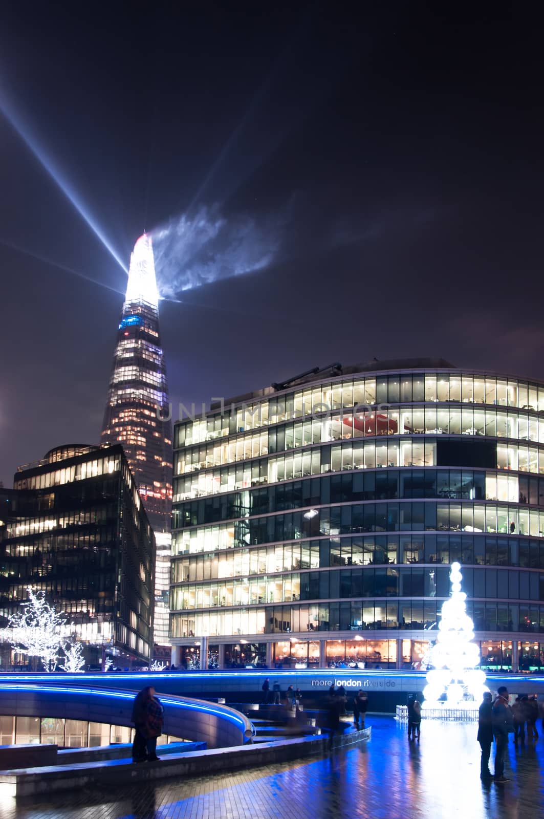 Shard building in London - light show in New Year's Eve 2015 by mitakag