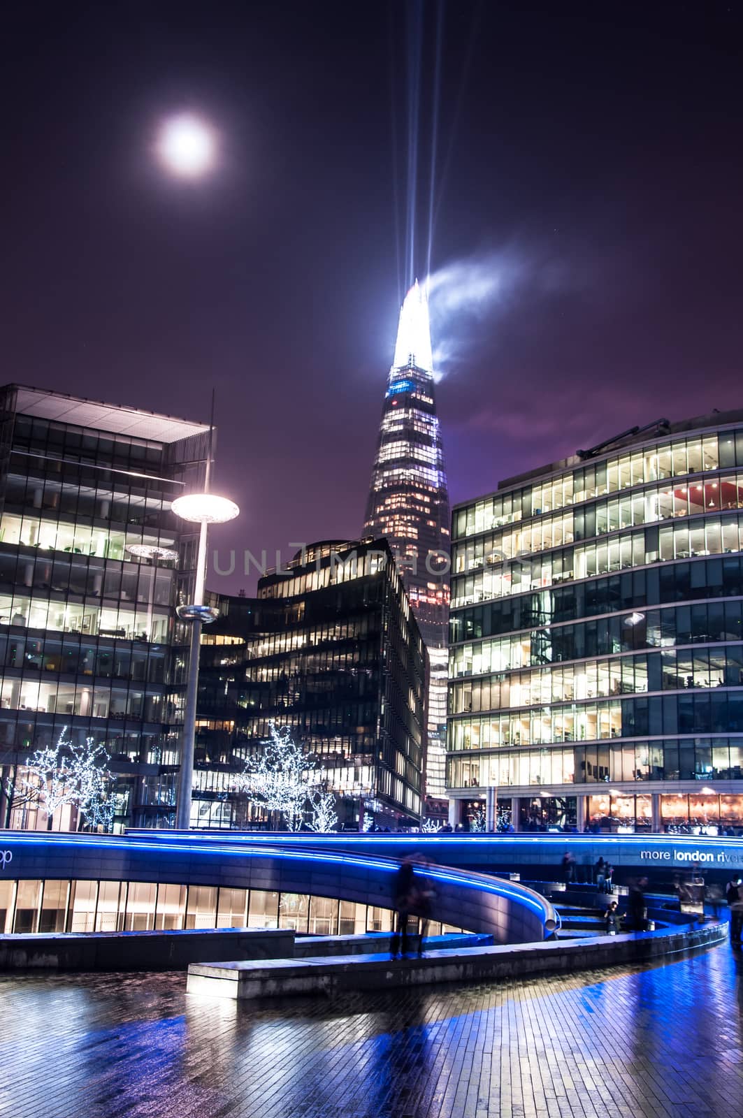 Shard building in central London - light show in New Year's Eve 2015