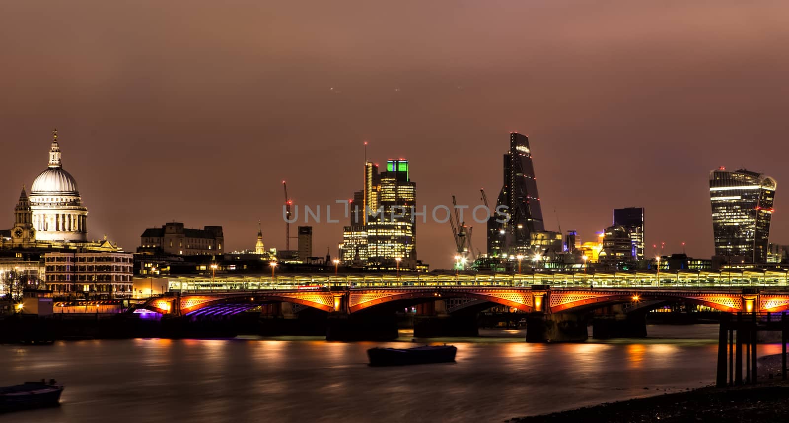 City of London and St Paul cathedral at night by mitakag