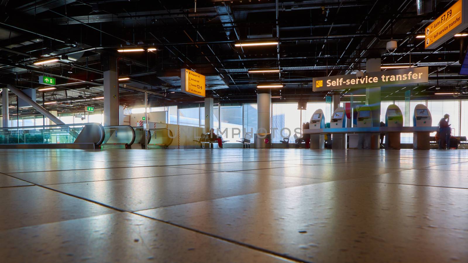 Amsterdam, Netherlands - March 11, 2016: self check-in kiosk in Amsterdam Airport Schiphol. Amsterdam Airport Schiphol is the main international airport of the Netherlands.