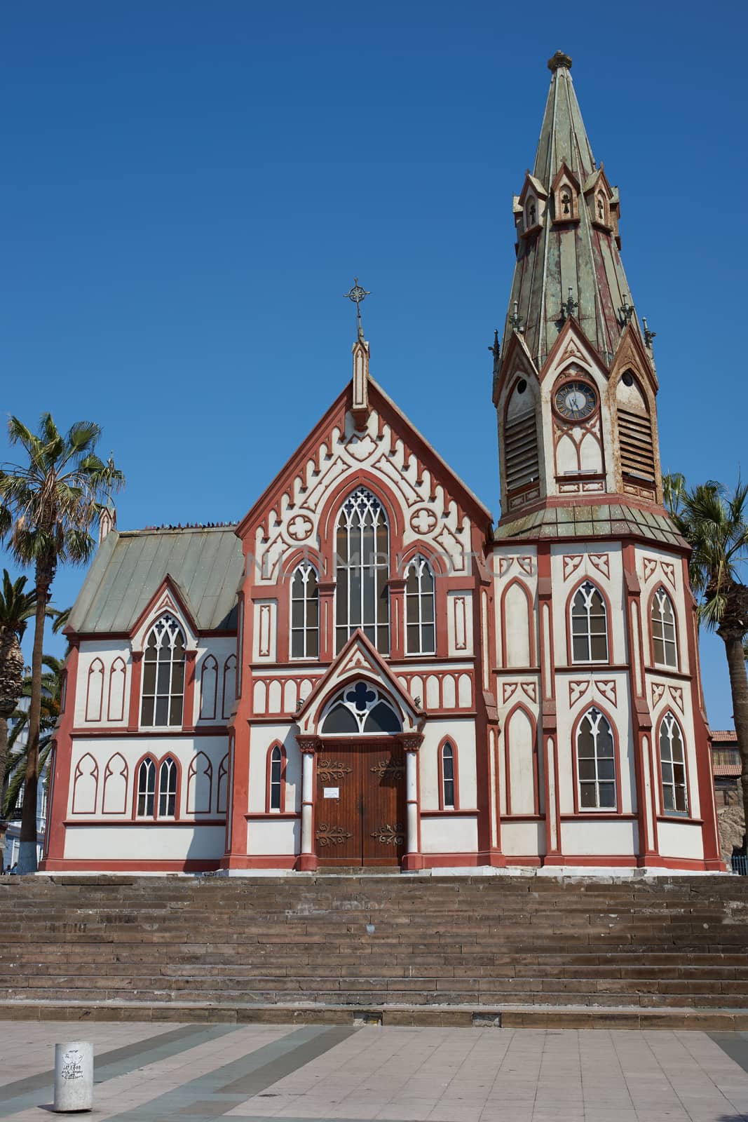 Historic Catedral de San Marcos in Arica, Northern Chile. The cathedral was designed by Gustave Eiffel and was constructed in the 1870's.