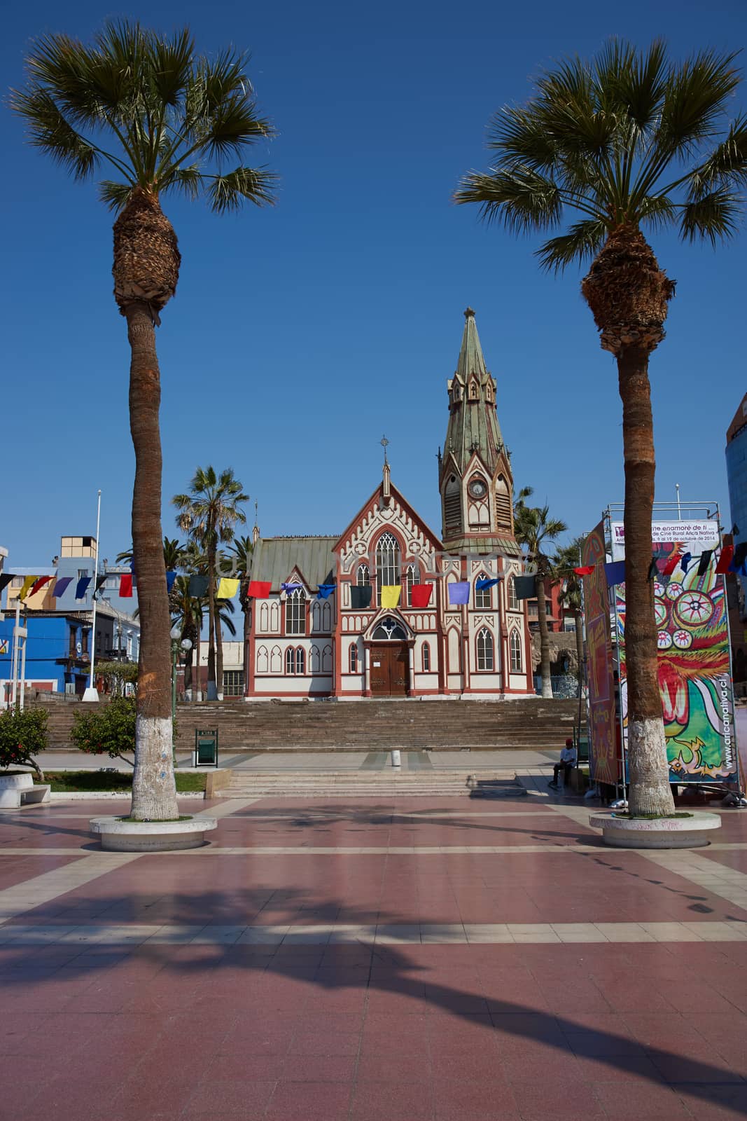 Historic Catedral de San Marcos in Arica, Northern Chile. The cathedral was designed by Gustave Eiffel and was constructed in the 1870's.