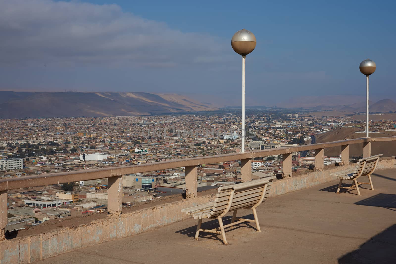 View over the coastal city of Arica in northern Chile from the Morro de Arica.