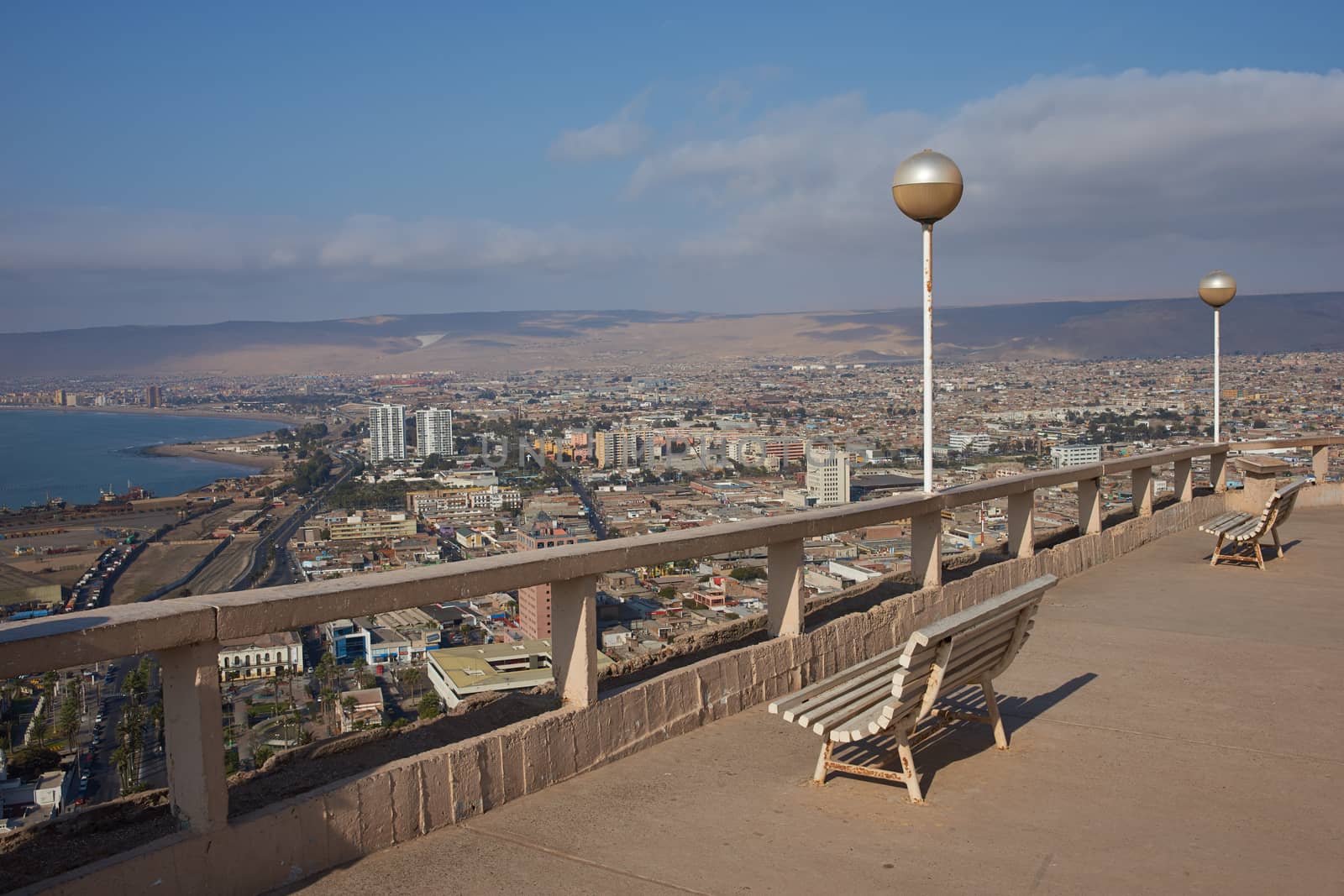 View over the coastal city of Arica in northern Chile from the Morro de Arica.