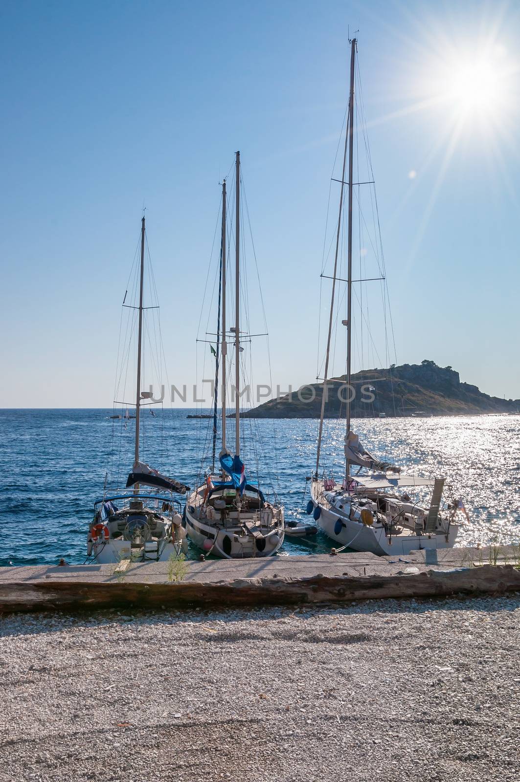 Yachts moored at Agios Nikolaos port, Zakynthos by mkos83