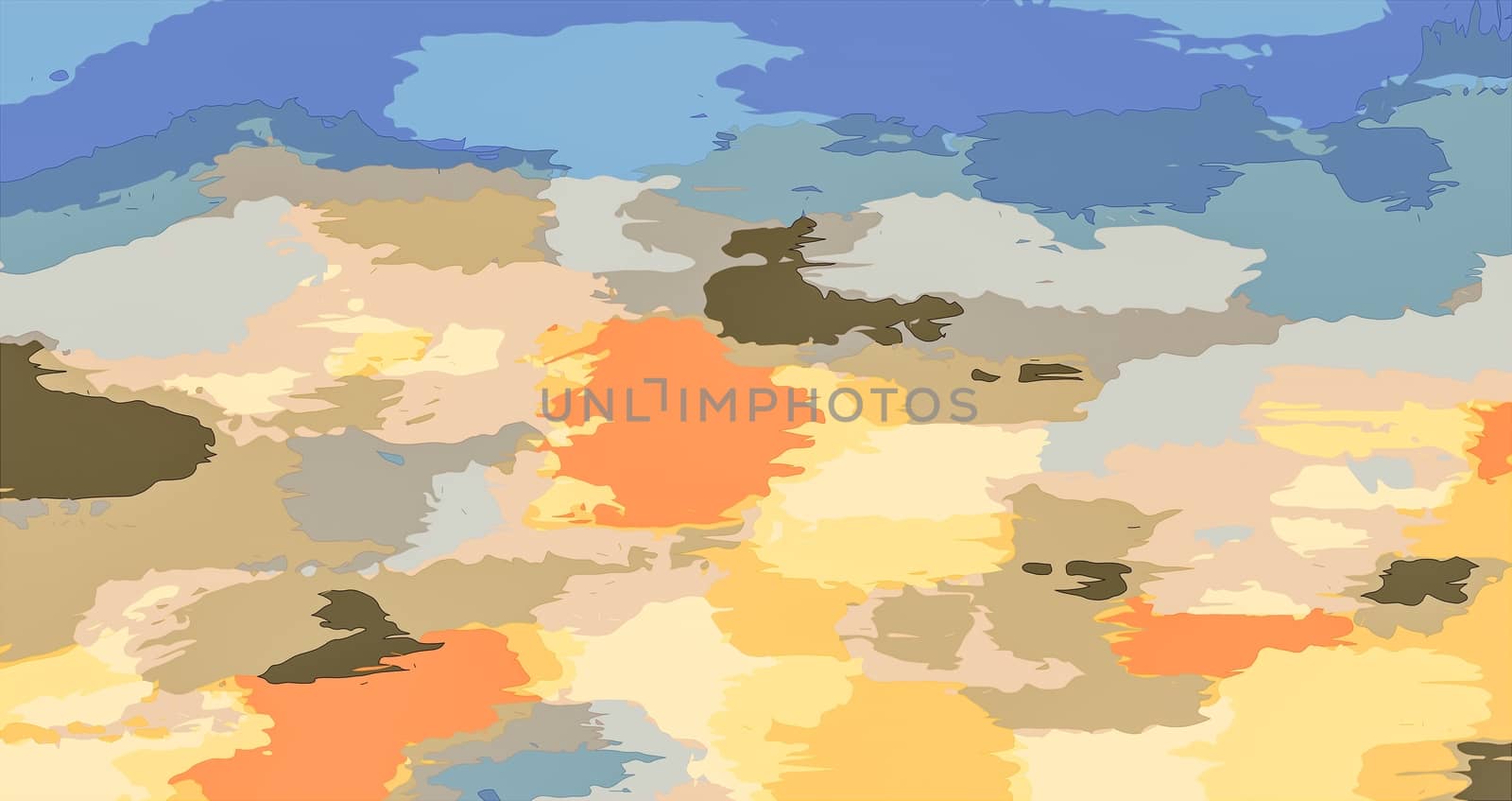 colorful painting abstract background in blue orange yellow pink and brown by Timmi