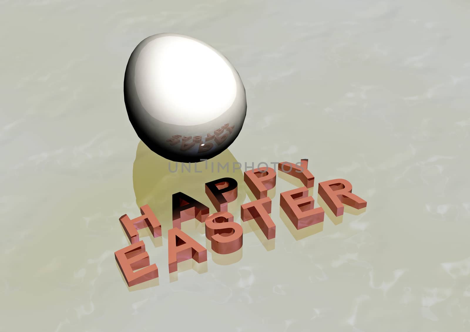 Dimensional inscription Happy Easter on white background. 3D rendering.