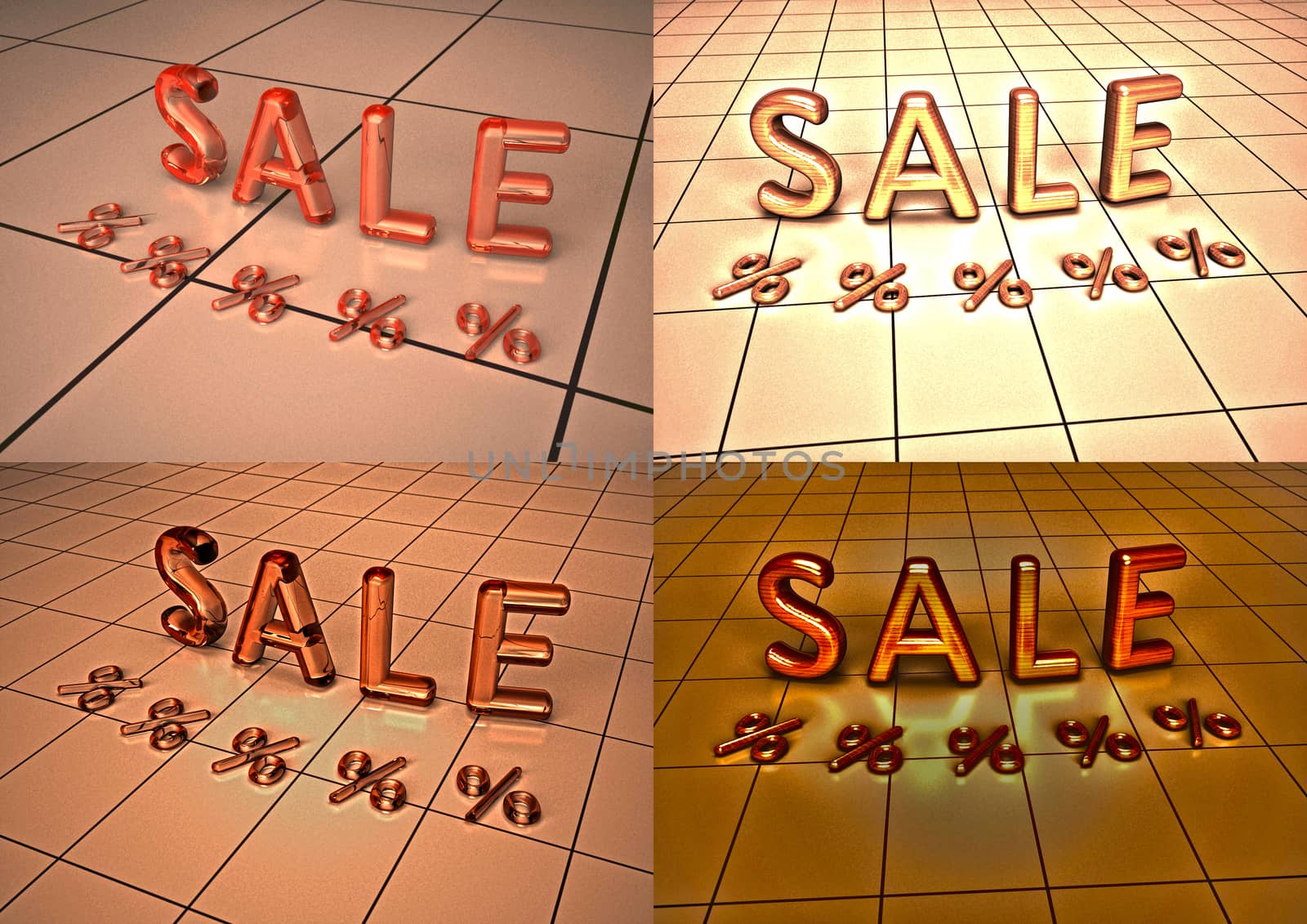 Set of pictures dimensional inscription of SALE on background. 3D illustration.