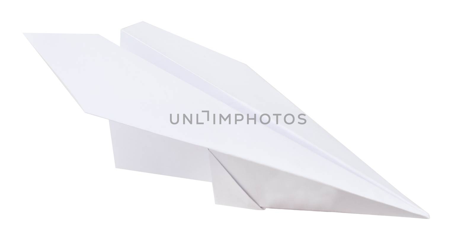 Paper plane isolated on white background, closeup