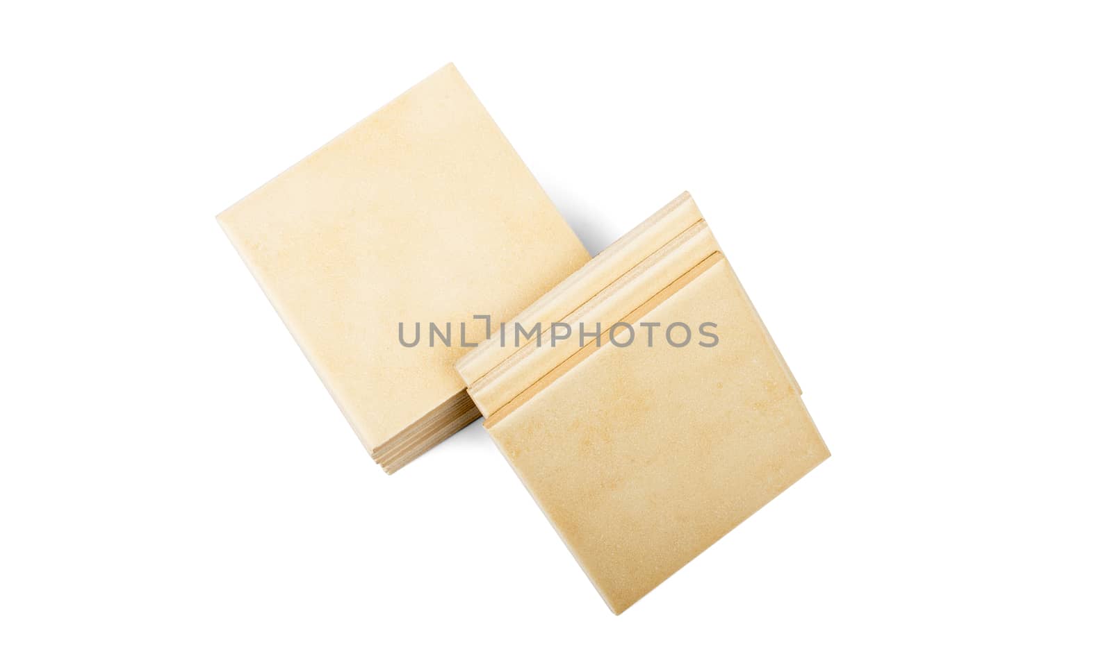 Pile of tiles isolated on white background
