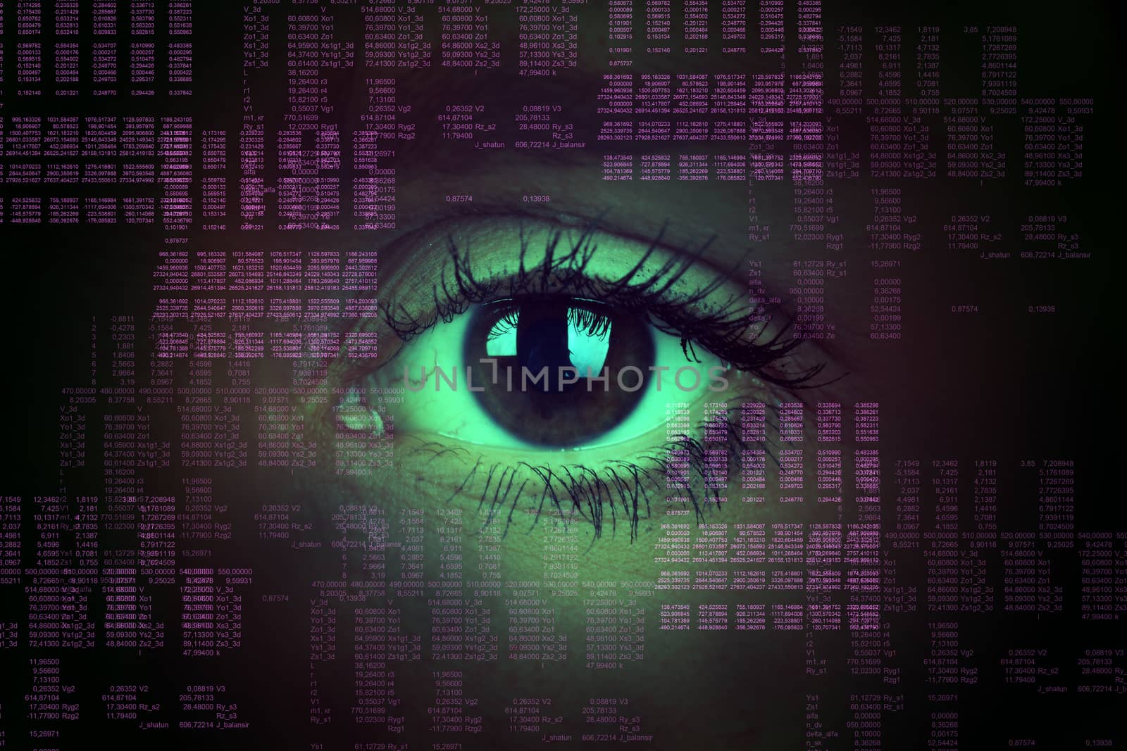 Human eye on abstract background, technology concept