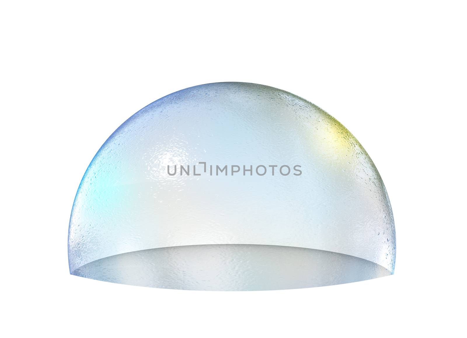 Soap bubble half isolated on white backgound. 3D rendering