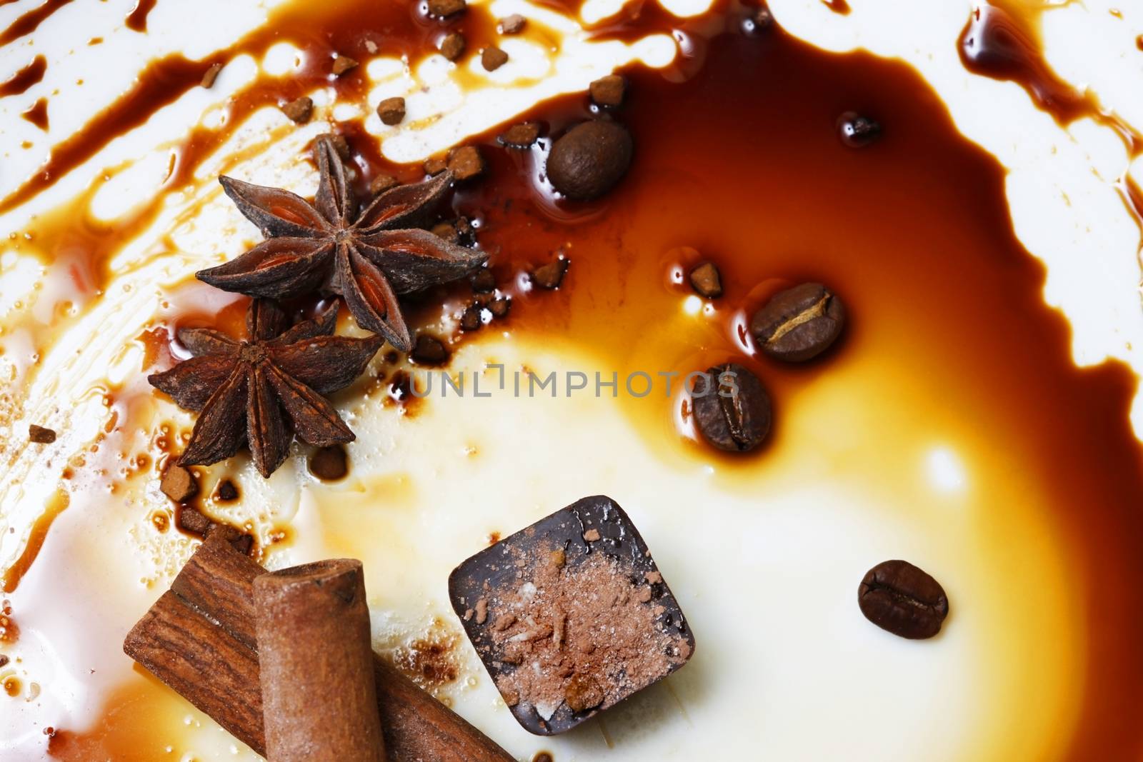 Chocolate candy isolated with anice and cinnamon