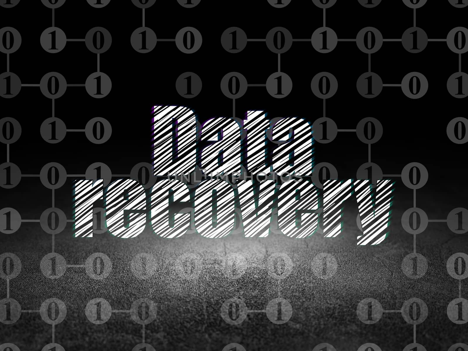 Data concept: Data Recovery in grunge dark room by maxkabakov