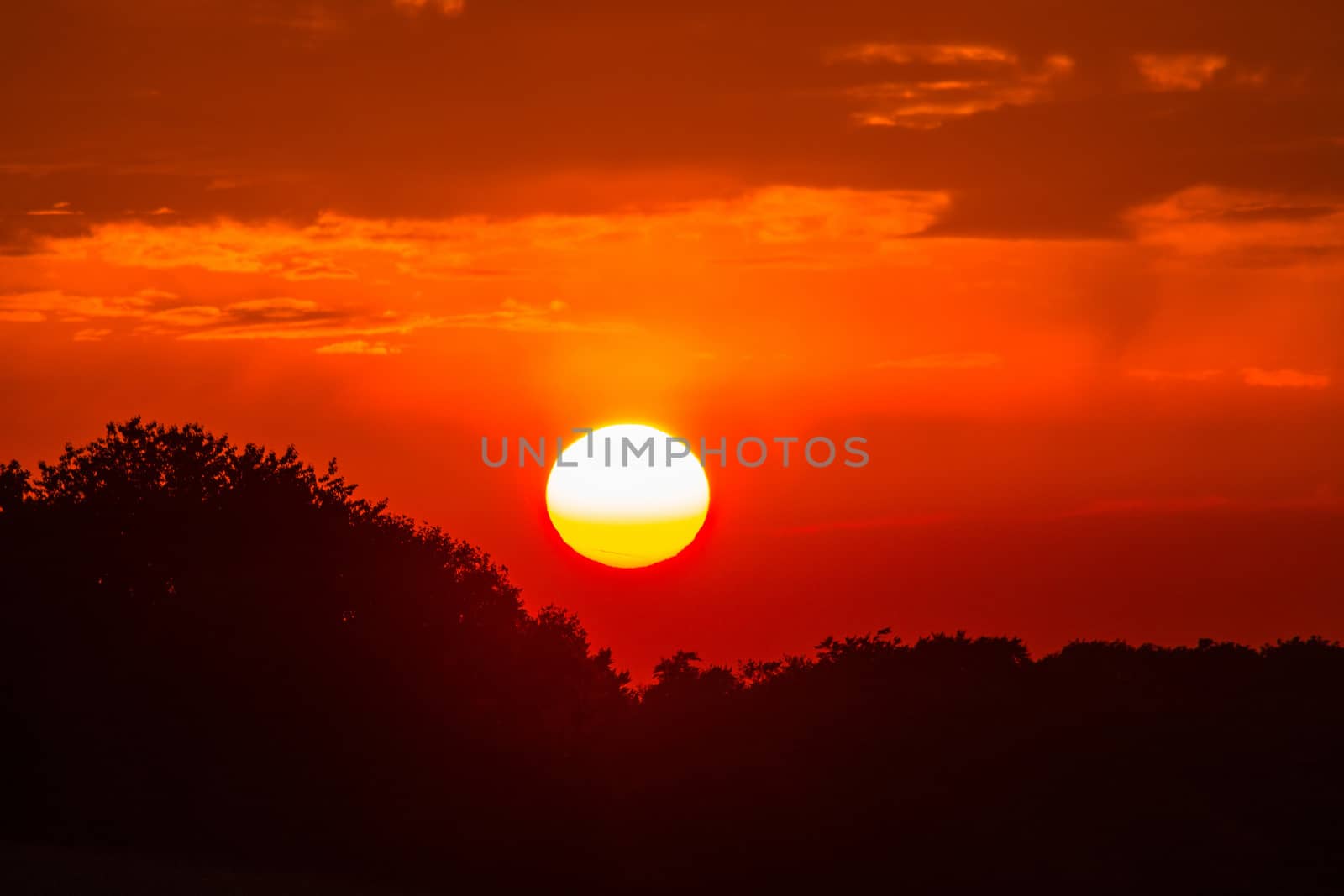 Reddish color of the evening sky also called Evening glow.