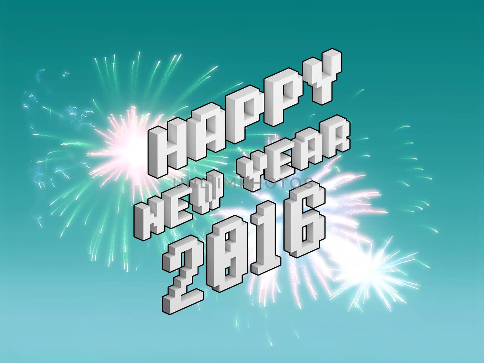 Happy new year fireworks 2016 holiday background design by teerawit