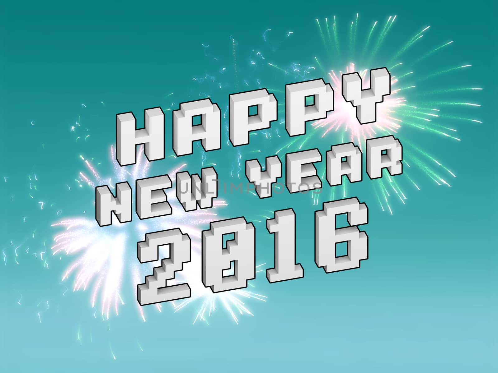 Happy new year fireworks 2016 holiday background design by teerawit