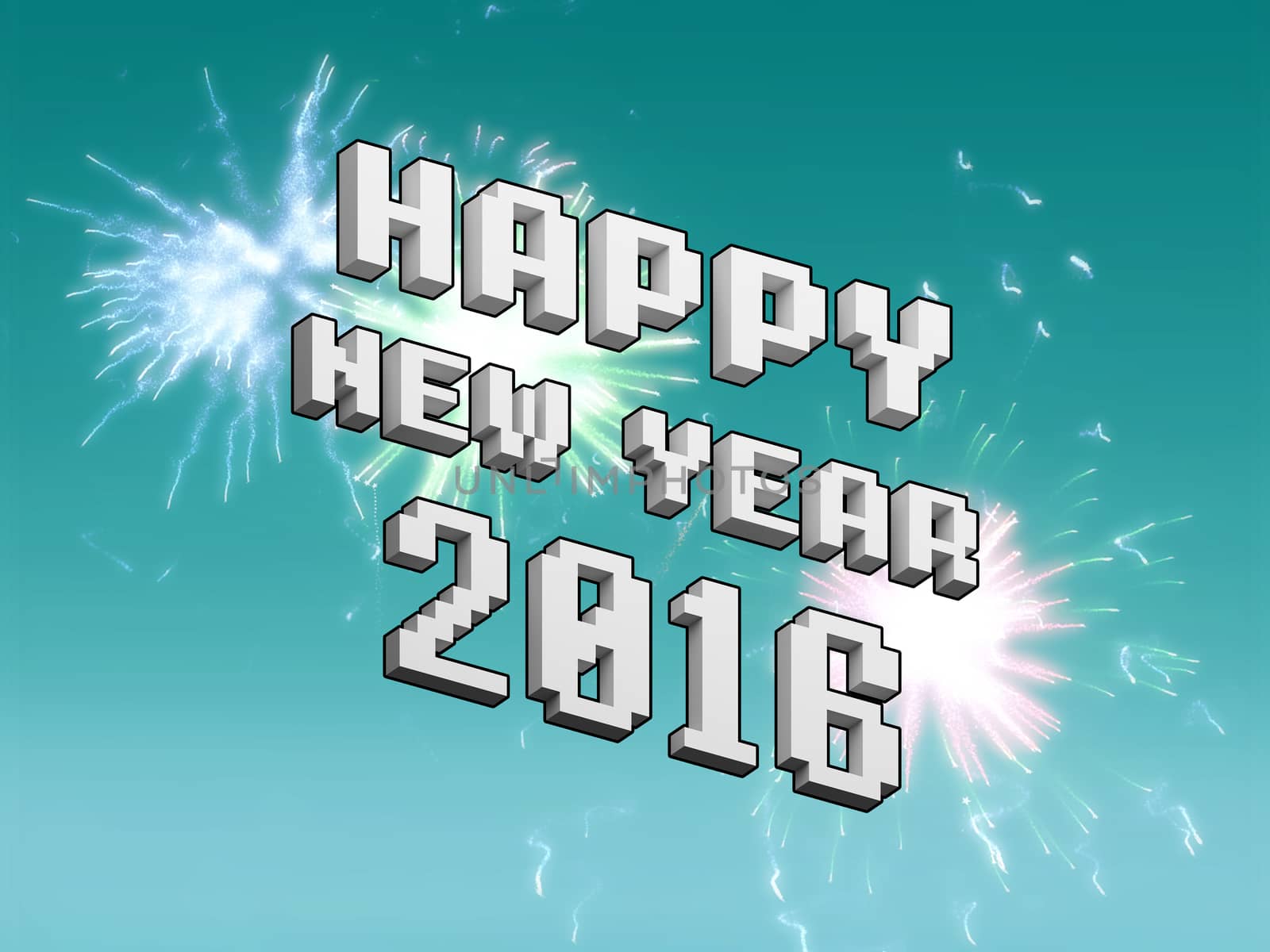 Happy new year fireworks 2016 holiday background design by teerawit