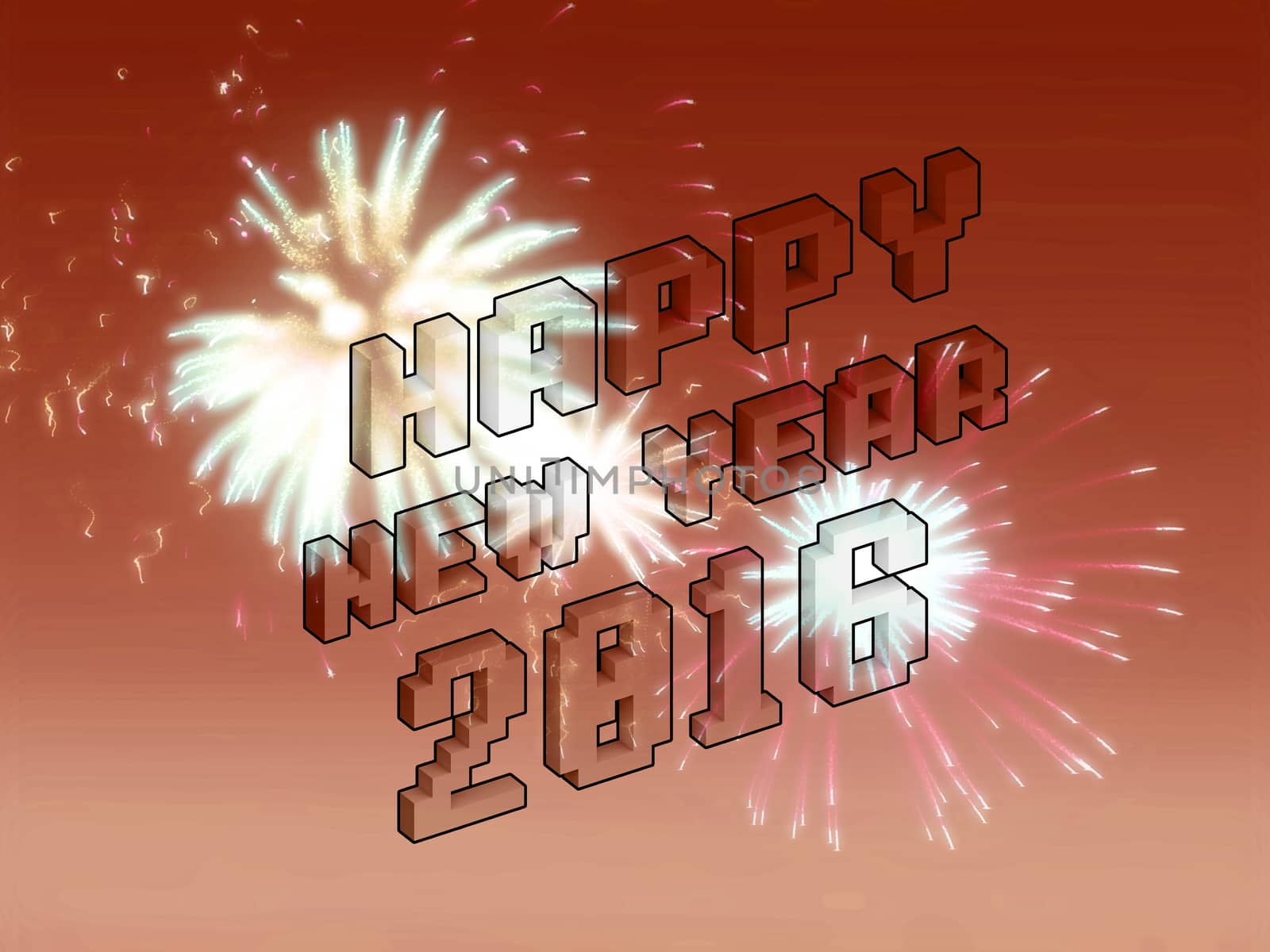 Happy new year fireworks 2016 holiday background design by teerawit