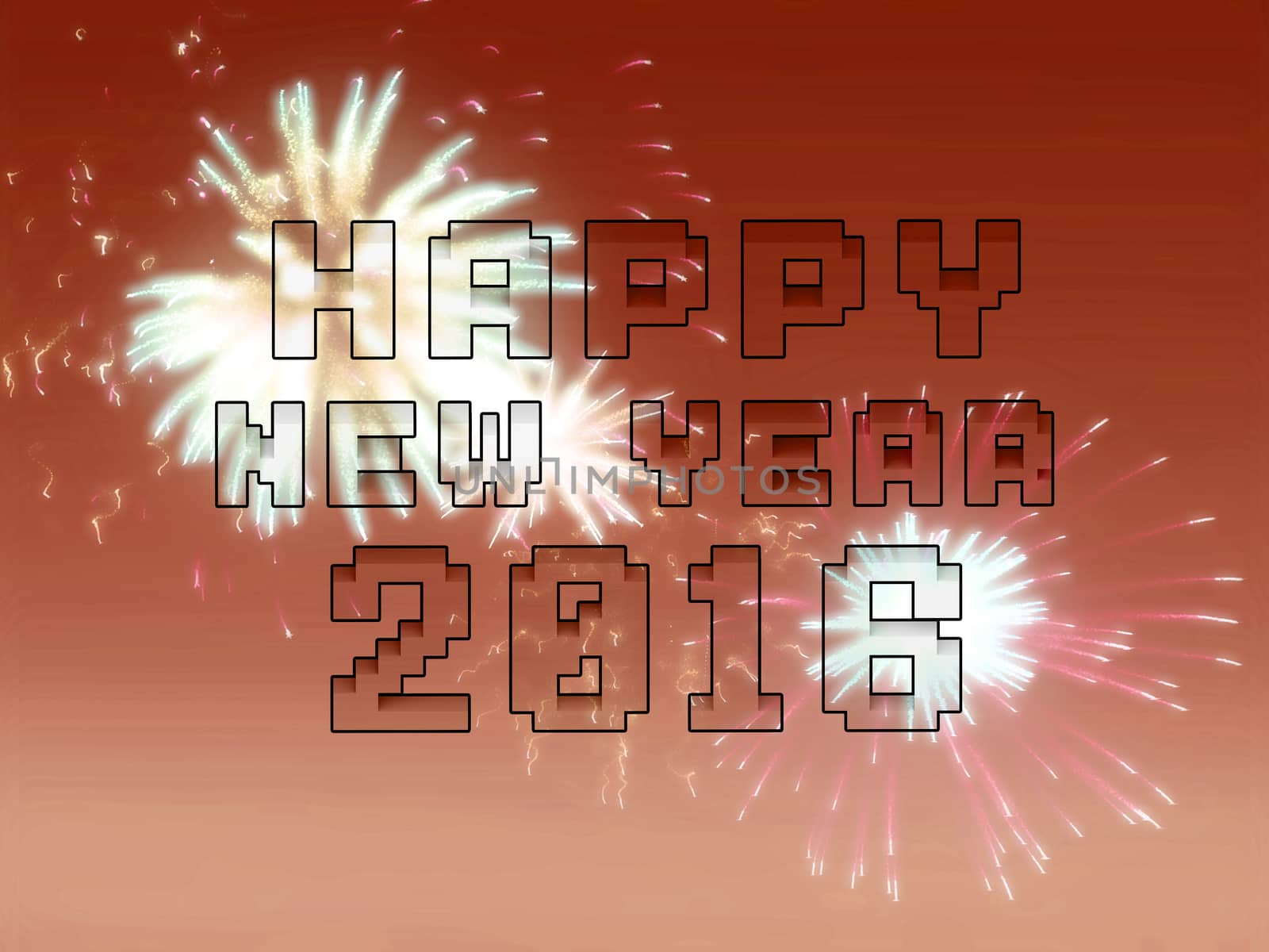 Happy new year fireworks 2016 holiday background design by teerawit