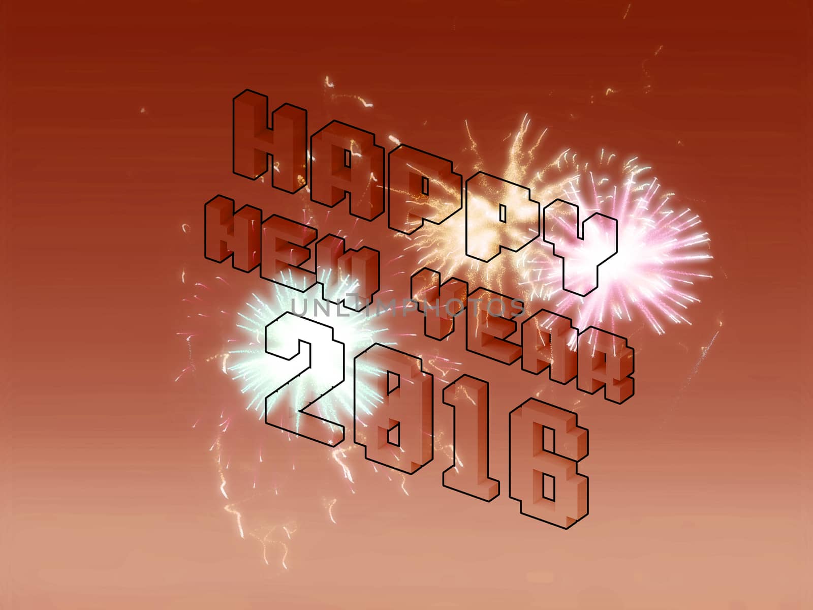 Happy new year fireworks 2016 holiday background design by teerawit