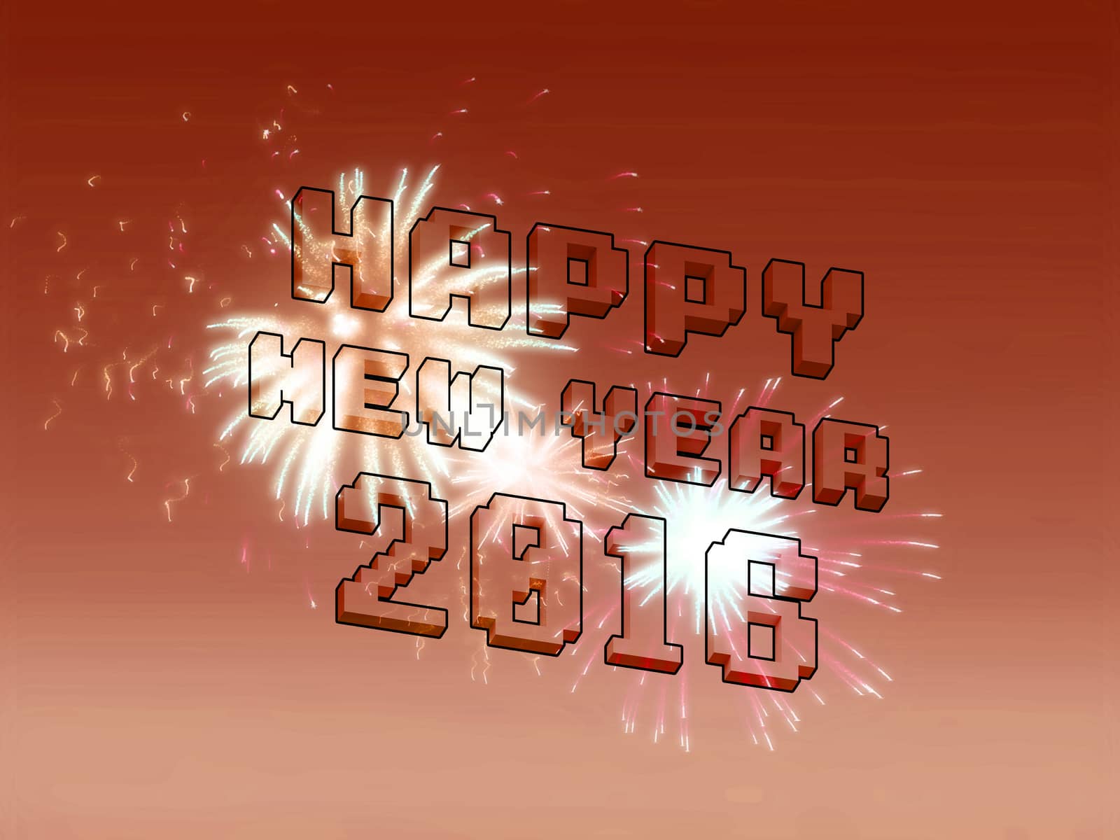 Happy new year fireworks 2016 holiday background design by teerawit