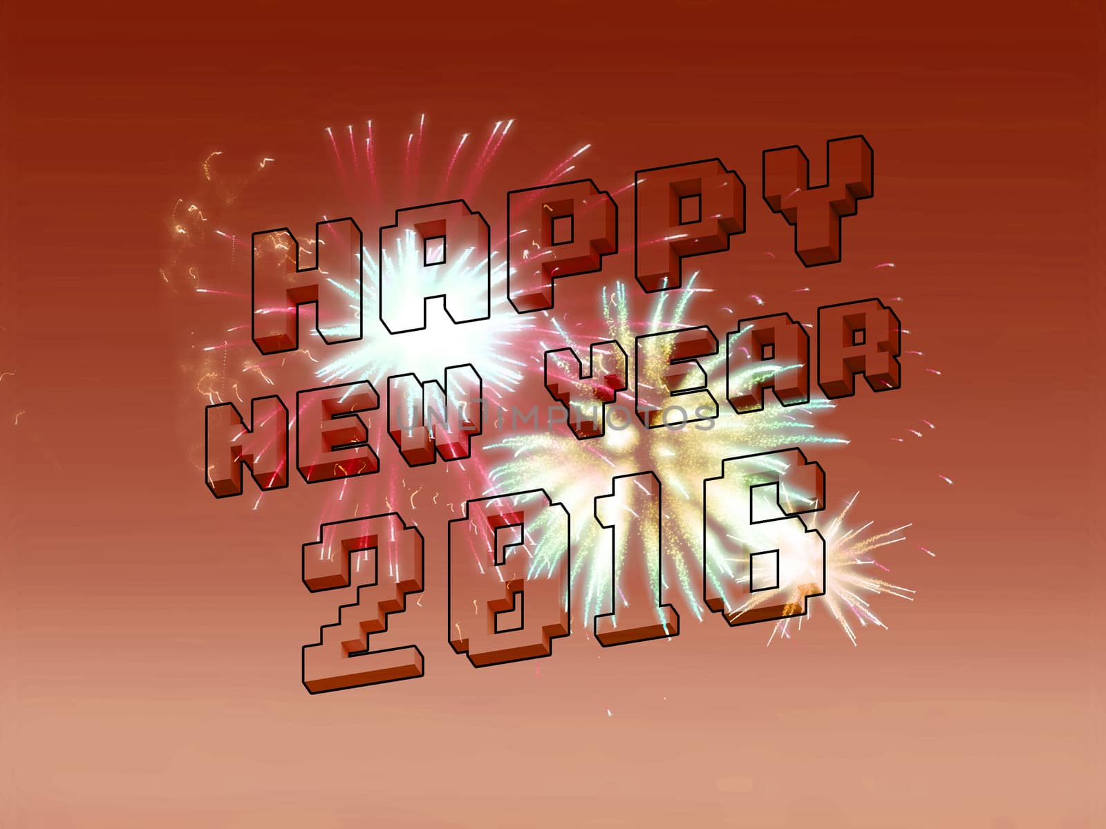 Happy new year fireworks 2016 holiday background design by teerawit