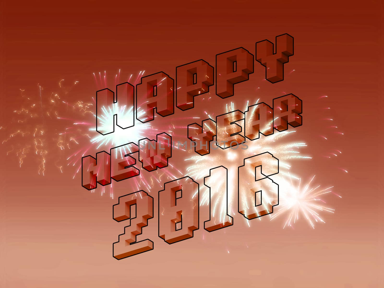 Happy new year fireworks 2016 holiday background design by teerawit