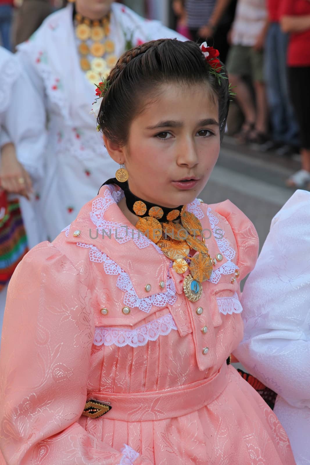 Croatian national costume from the village Gudinci, during the Dakovacki vezovi (Dakovo Summer Festival) on July 05, 2009 in Dakovo, Croatia.