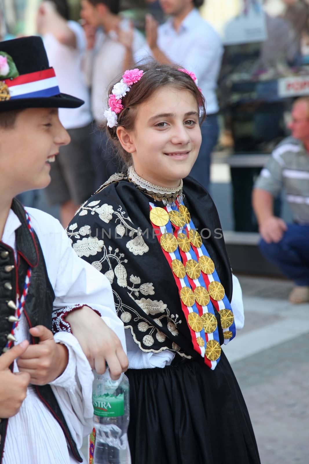 Croatian national costume from the village Mala Mlaka, during the Dakovacki vezovi (Dakovo Summer Festival) on July 05, 2009 in Dakovo, Croatia.