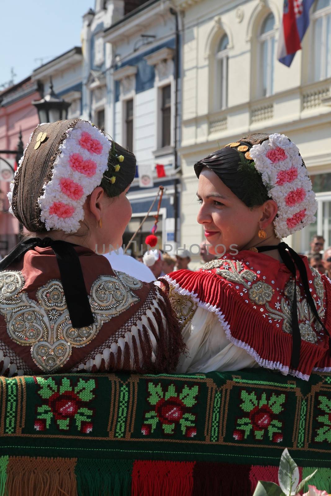 Croatian national costume at the horse and wedding wagon show during Dakovo vezovi (Dakovo Summer Festival) on July 05, 2009 in Dakovo, Croatia.