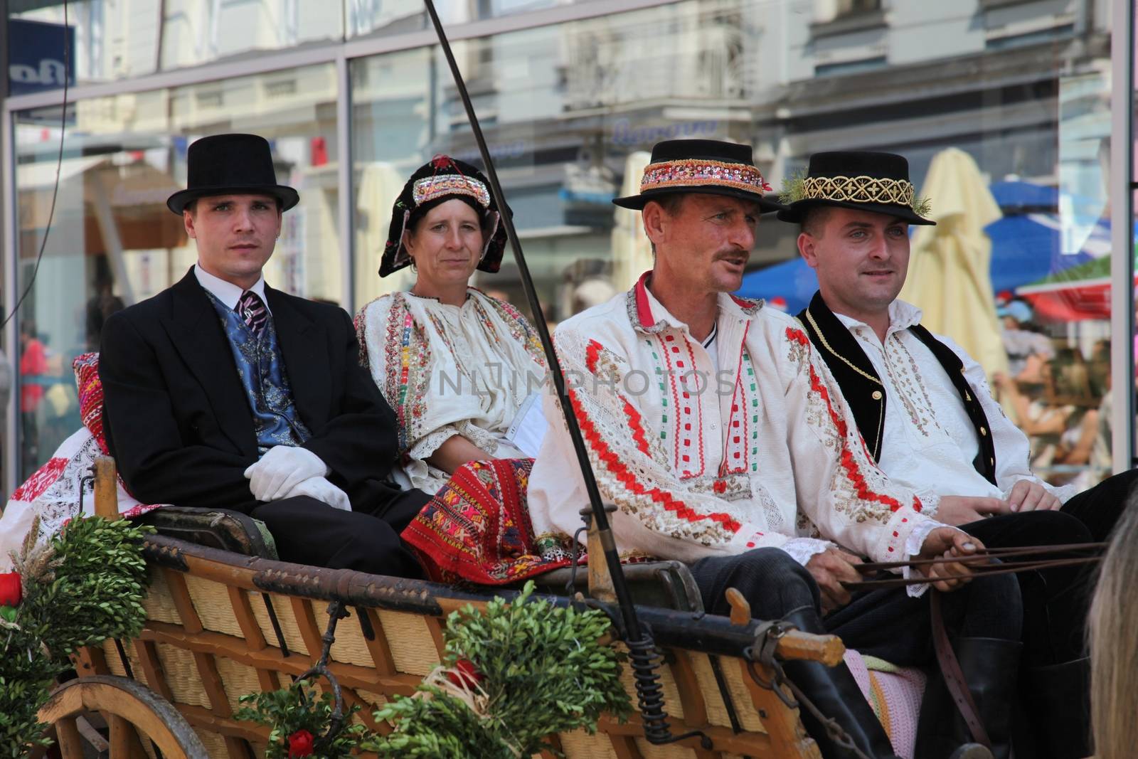 Croatian national costume at the horse and wedding wagon show during Dakovo vezovi (Dakovo Summer Festival) on July 05, 2009 in Dakovo, Croatia.