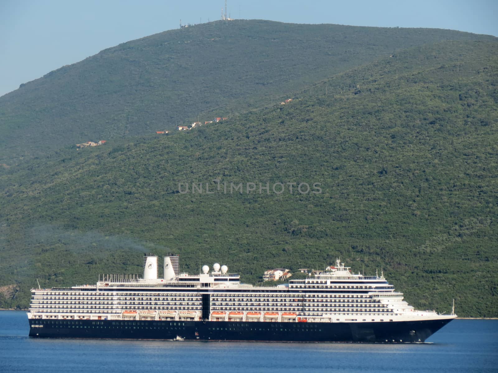 Cruiser arriving in the inlet of Kotor, Herceg Novi, Montenegro