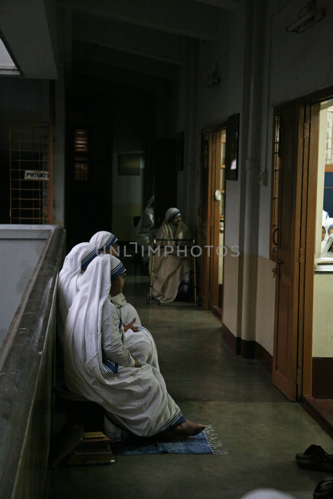 Sisters of The Missionaries of Charity of Mother Teresa at Mass in the chapel of the Mother House, Kolkata, India