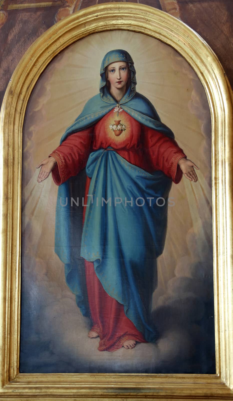 Sacred Heart of Mary, the altarpiece in the church of St. Aloysius in Travnik, Bosnia and Herzegovina