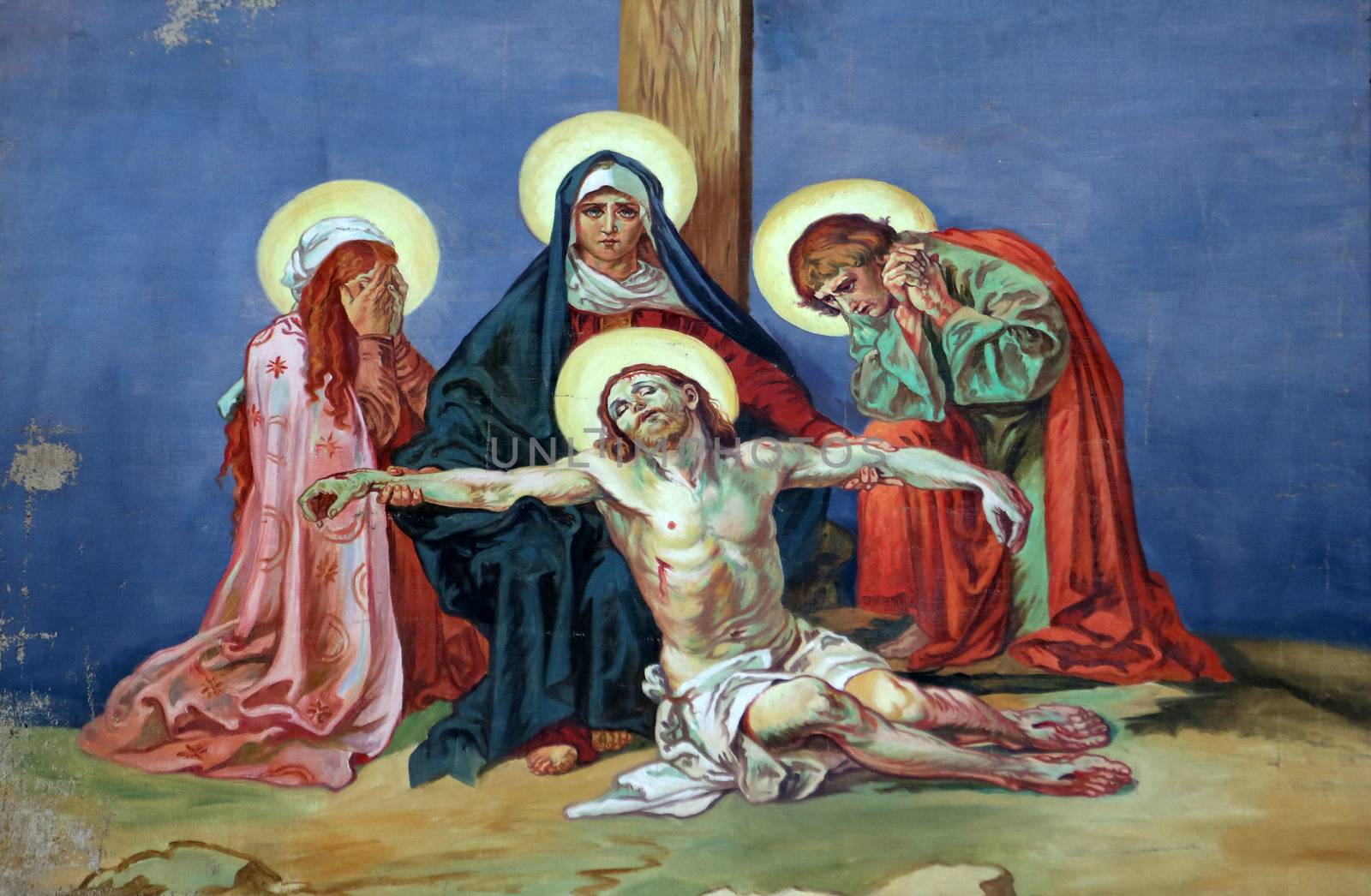 13th Stations of the Cross, Jesus' body is removed from the cross, Church of St. Aloysius in in Travnik, Bosnia and Herzegovina