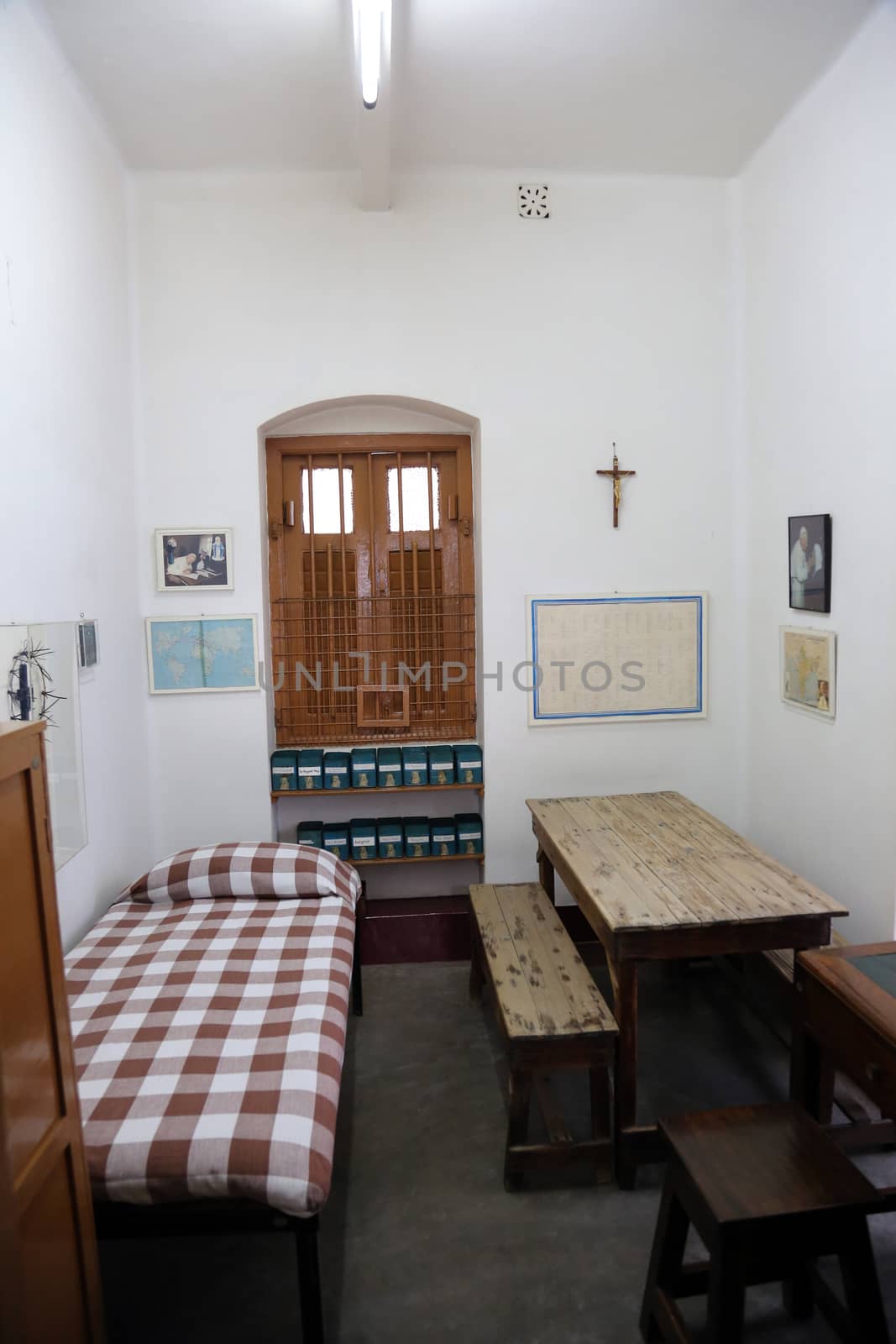 The former room of Mother Teresa at Mother House in Kolkata, West Bengal, India