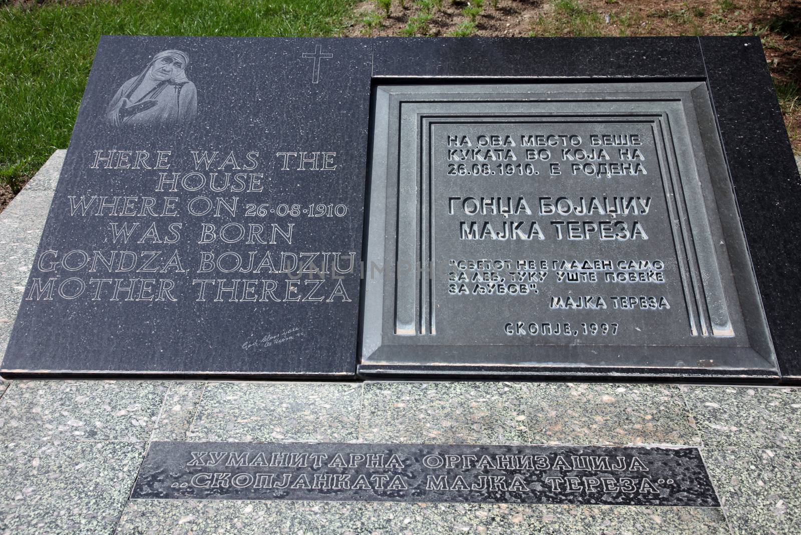 Birth House Plaque of Mother Teresa Humanitarian Worker and Nobel Prize Winner in Skopje, Macedonia