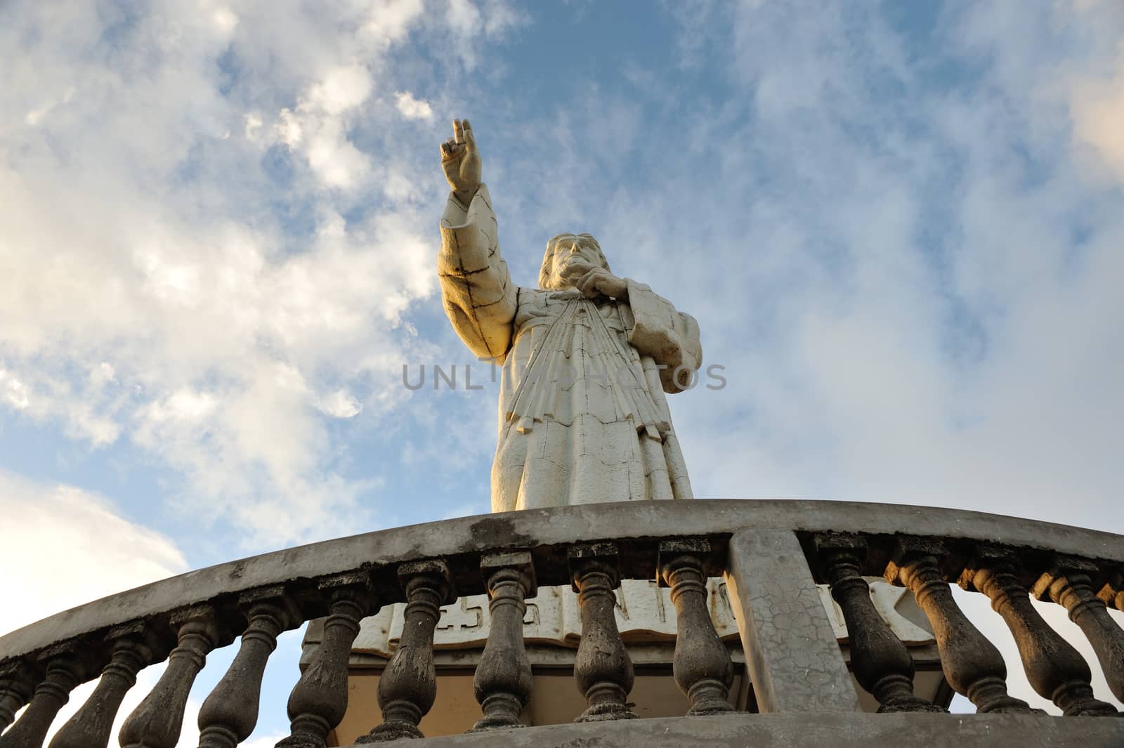 Jesus statue on sun slight trays in San Juan Del Sur