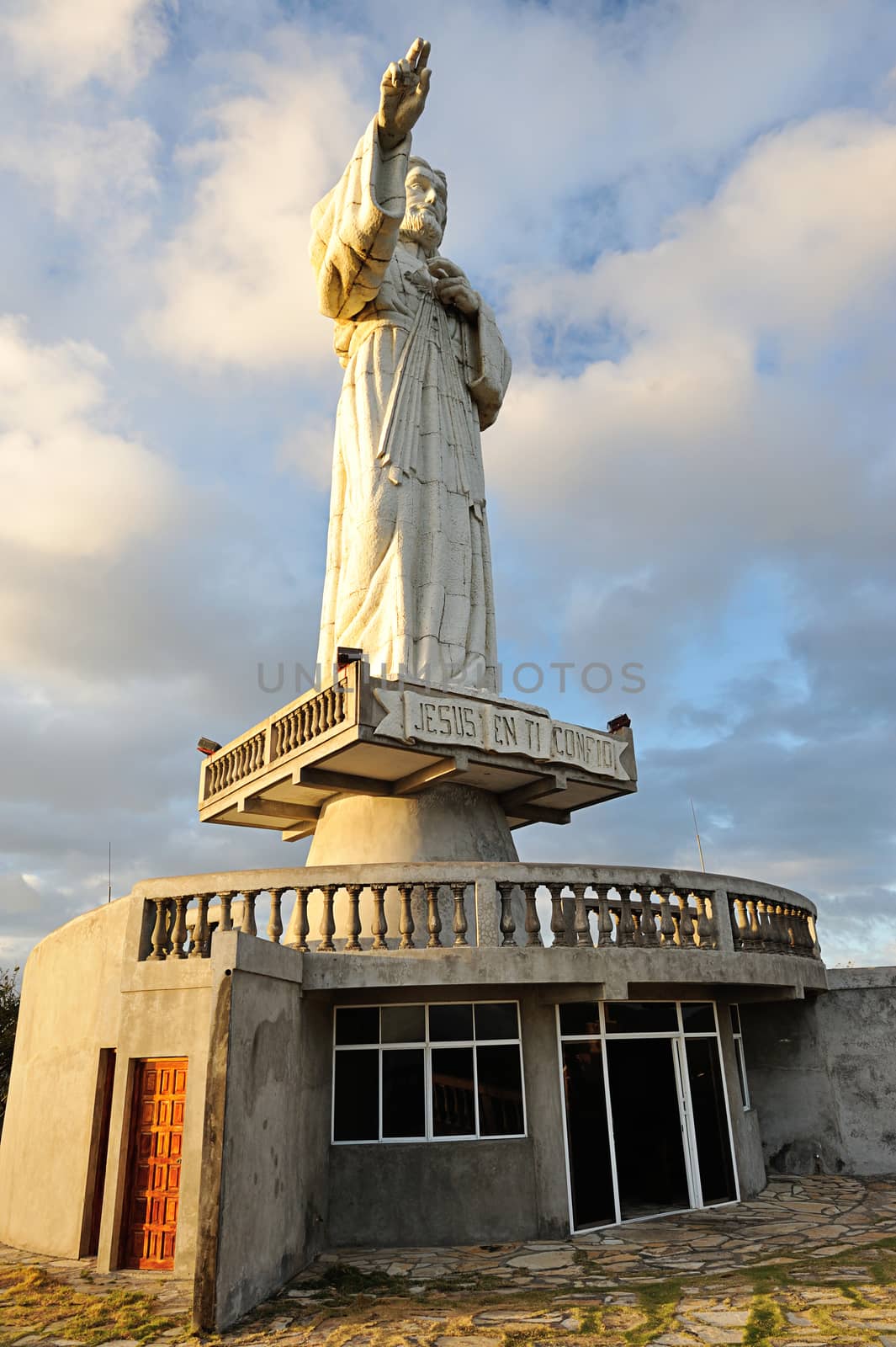 Jesus statue in orange sunlight in Nicaragua