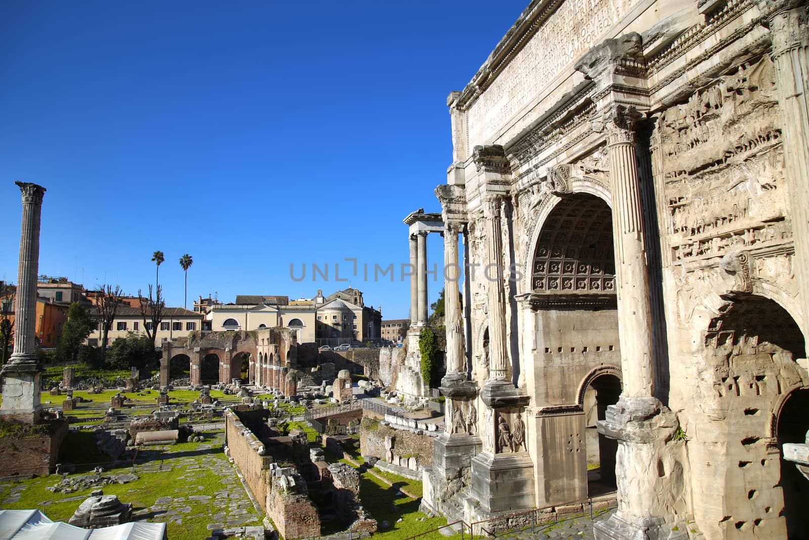 The Roman Forum ruins in Rome, Italy