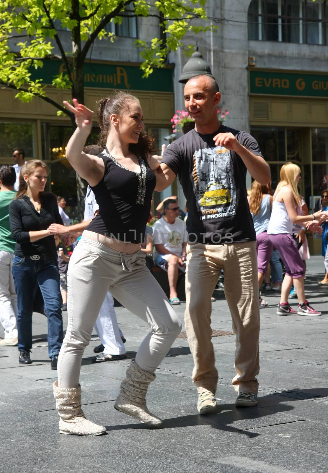 Public lesson of dance within manifestation Belgradization of Belgrade held on June 26, 2011 in Belgrade,Serbia