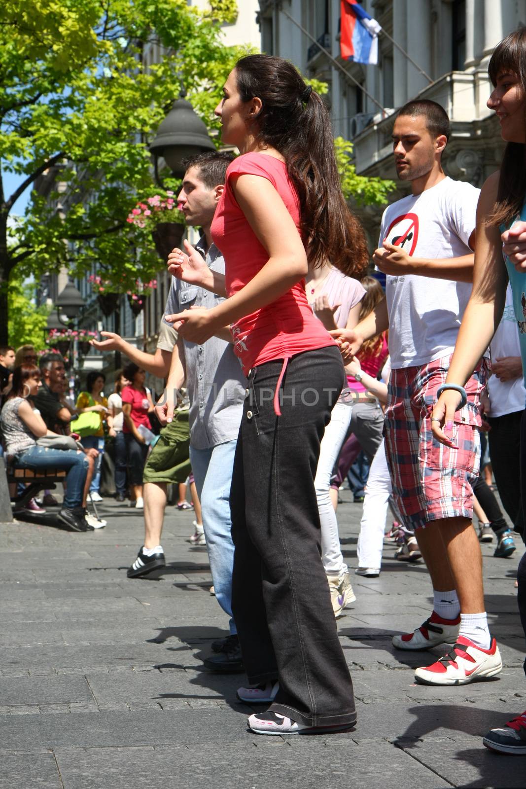 Public lesson of dance within manifestation Belgradization of Belgrade held on June 26, 2011 in Belgrade,Serbia