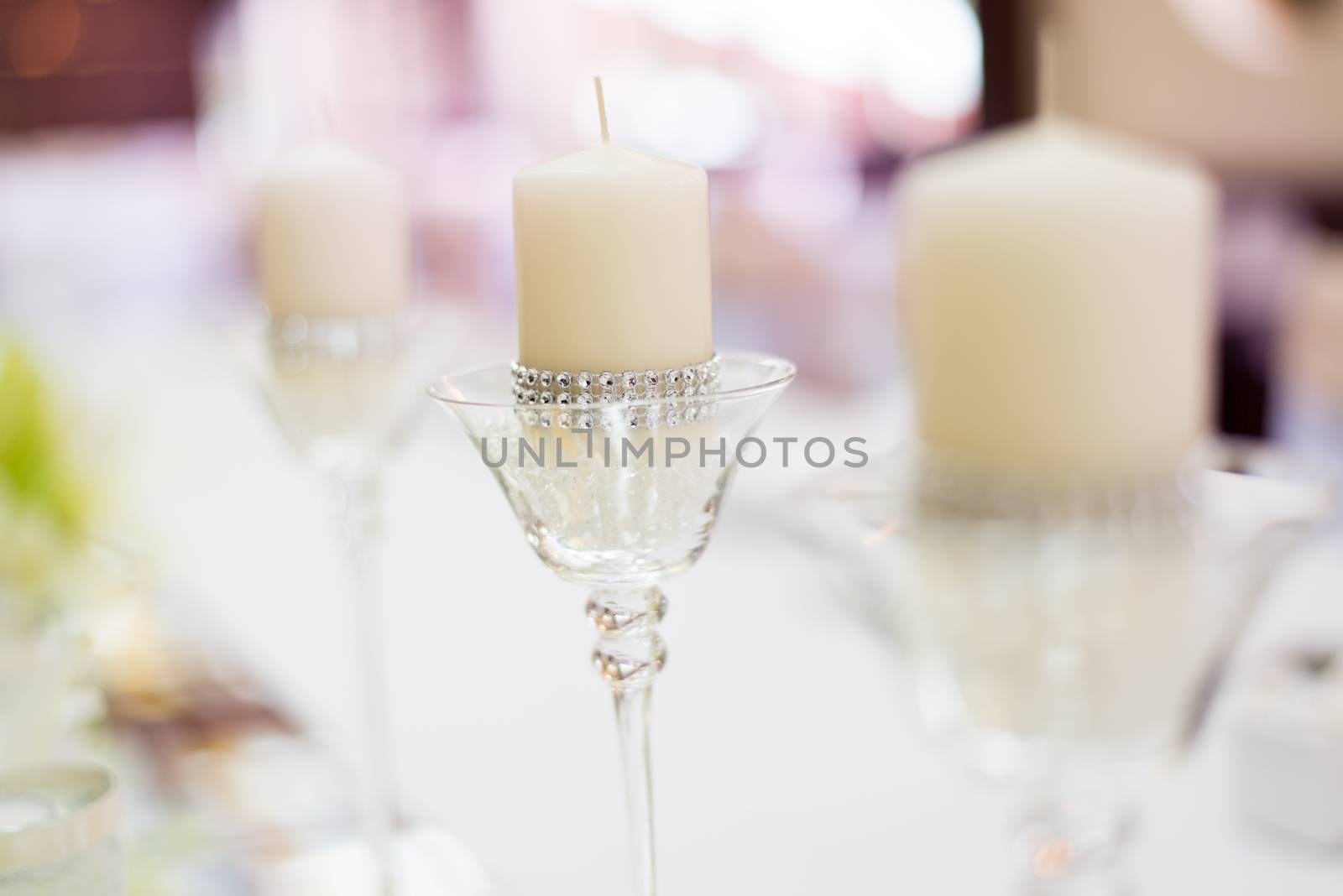 Wedding table decoration with candle