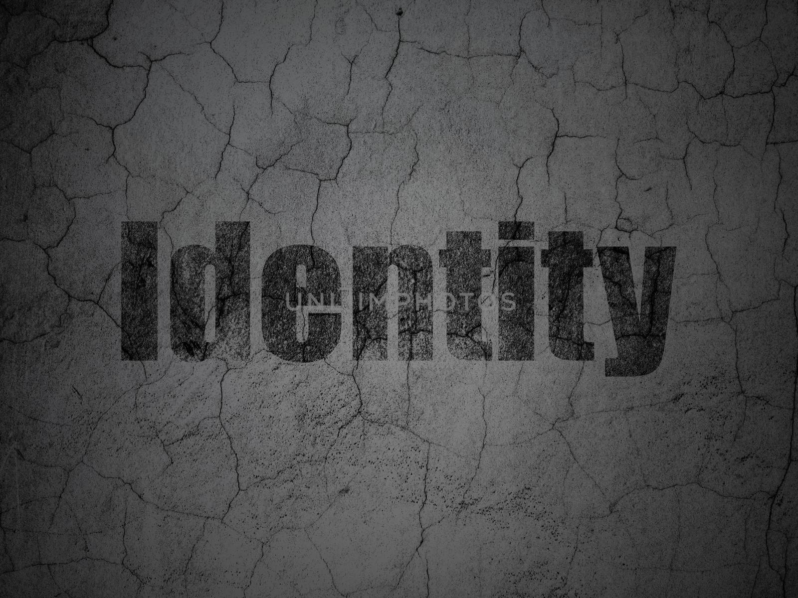 Privacy concept: Identity on grunge wall background by maxkabakov