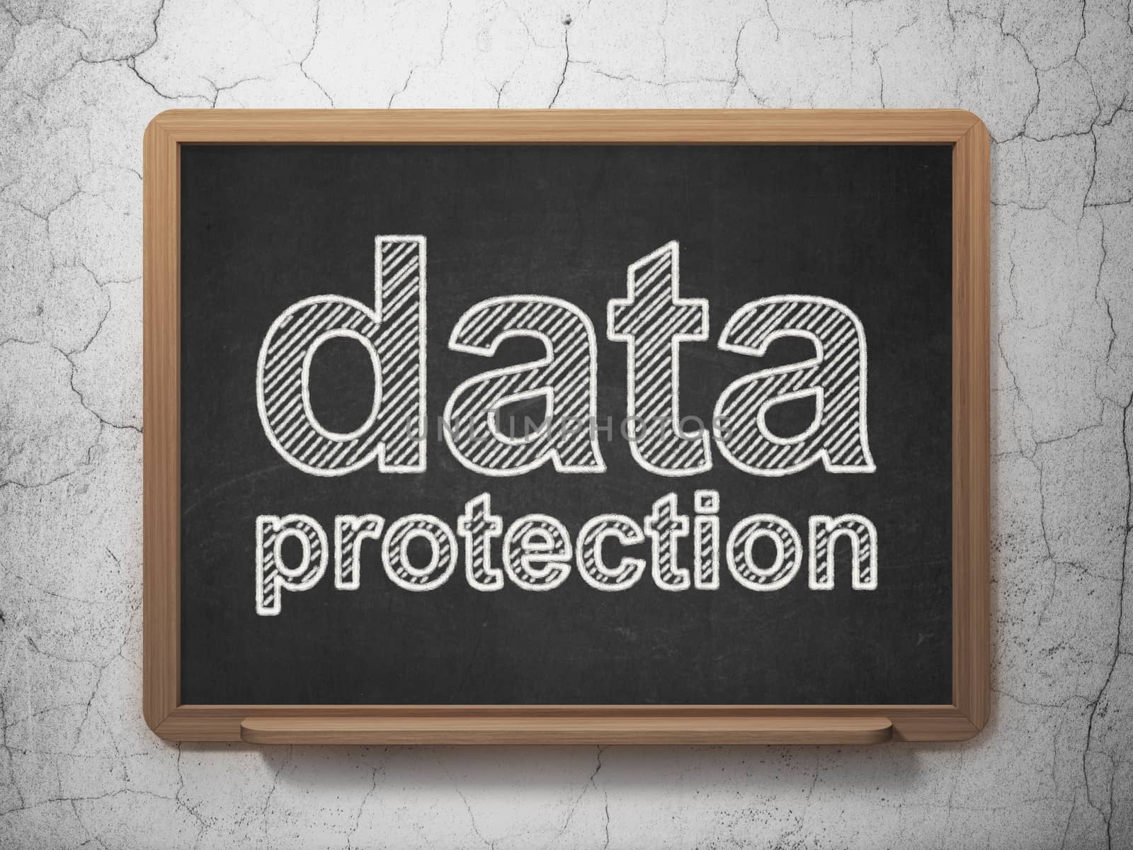 Safety concept: text Data Protection on Black chalkboard on grunge wall background